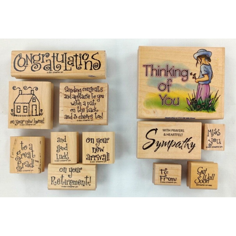 Lot of 12 Stamps Stampin' Up Stampabilities Words Phrases Cards Scrapbooking